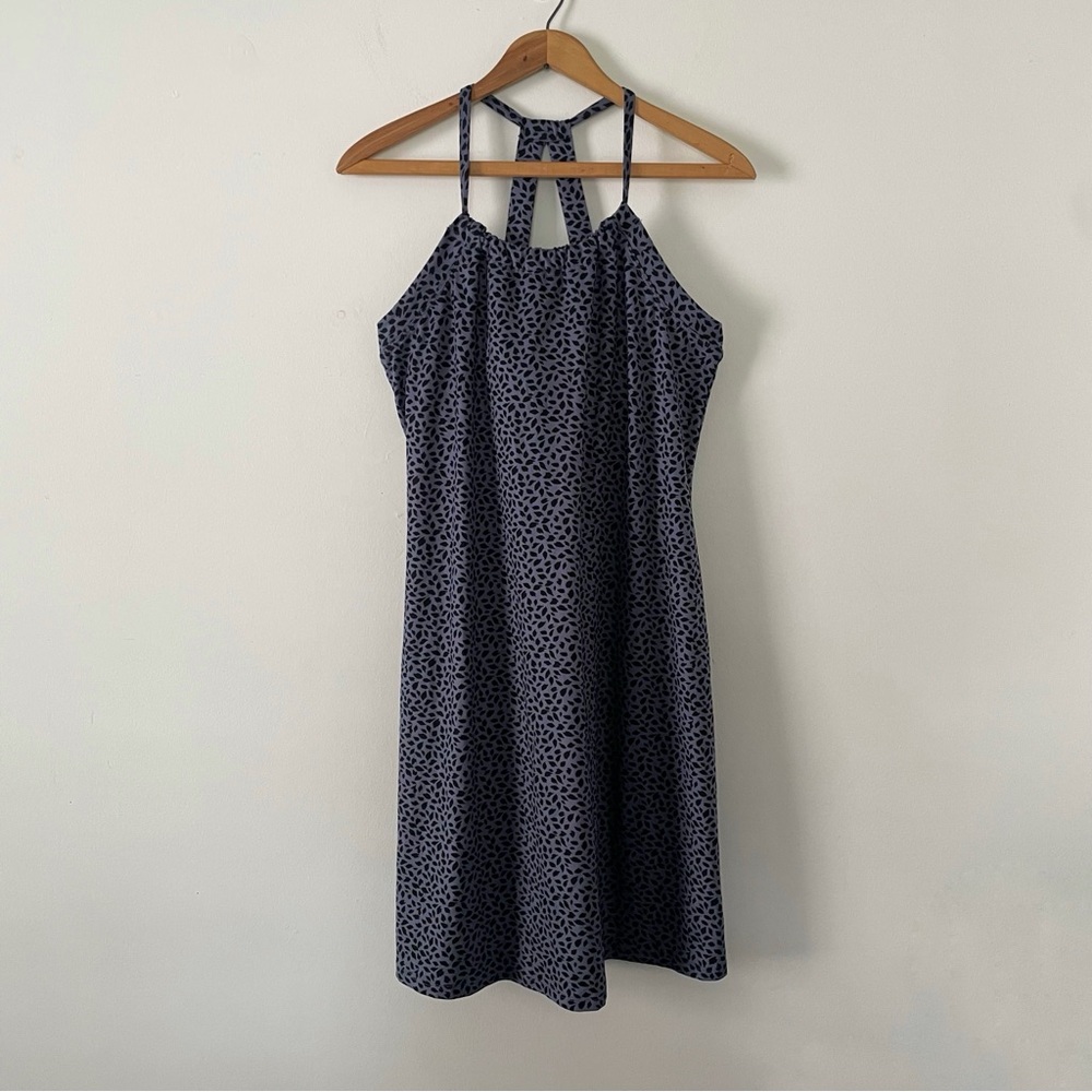 Eddie Bauer Blue Gray Black Patterned Athletic Athlesiure Knee Length Dress Med